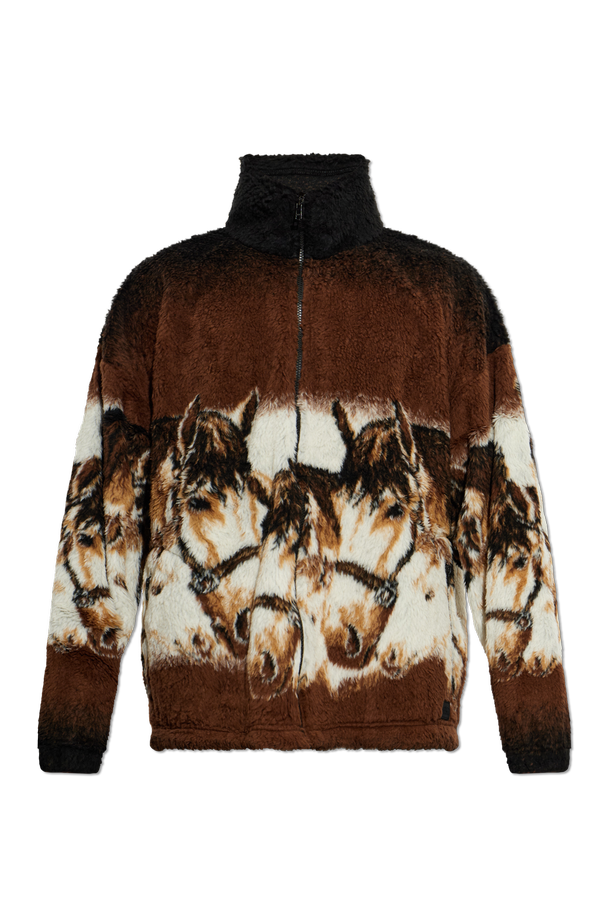 Brown Men's Fleece Jacket with Stand-Up Collar MM6 Maison Margiela